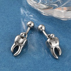 歯 316 サージカルステンレススチール ダングル へそリング  へそピアス  女性用バーベルボディジュエリー  アンティークシルバー  28.5x8mm&nbsp;EJEW-G416-13AS
