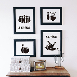 1 pc ペット中空アウト描画絵画ステンシル  アートペイントブラシ1本付き  DIYスクラップブック用  フォトアルバム  ボーリング  300x300mm&nbsp;DIY-MA0003-67A