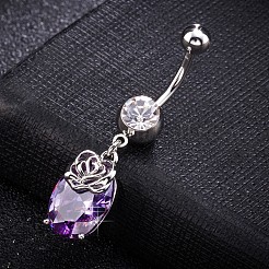 Brass Cubic Zirconia Navel Ring&nbsp;AJEW-EE0004-45B