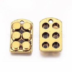 合金のチベット風チャーム  焼き型/長方形  鉛フリー＆カドミウムフリー  アンティーク黄金  トレイ：4mm  22x13x3mm  穴：2mm&nbsp;TIBEP-GC169-AG-RS