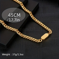 ステンレススチールの幾何学的なキューバンリンクチェーンネックレス  18KGP本金メッキ  17.72インチ（45cm）&nbsp;DH3021