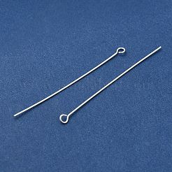 真鍮製アイピン  鉛フリー＆カドミウムフリー  925銀メッキ  50x3x0.7mm  穴：1.8mm&nbsp;KK-H502-02I-S