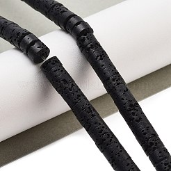 天然溶岩石染めビーズ連売り  ディスク  ヒシビーズ  ブラック  6x3~3.5mm  穴：1.5mm  約107~114個/連  14.96''（38センチメートル）&nbsp;G-K375-G07-01
