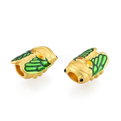 合金エナメルヨーロピアンビーズ  大穴ビーズ  マットなスタイル  蝉  マットゴールドカラー  13.5x9x7mm  穴：4mm&nbsp;FIND-G035-73MG