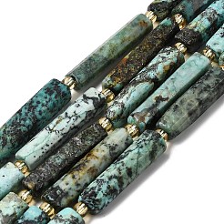 天然アフリカンターコイズ（ジャスパー）ビーズ連売り  コラム  シードビーズで  14~30x6.5~7.5x6.5~7.5mm  穴：1mm  約13~15個/連  15.87''（40.3cm）〜16.06''（40.8cm）&nbsp;G-D353-A09