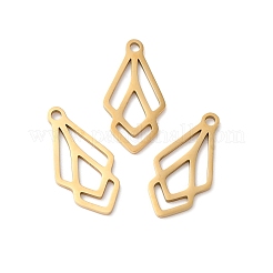 ステンレスペンダント201個  レーザー切断  中空  リーフチャーム  ゴールドカラー  20x10x1mm  穴：1.6mm&nbsp;STAS-I199-A06-G