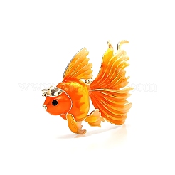 金魚のエナメルピン  バックパック服用合金ブローチ  ゴールドカラー  オレンジ  42x49mm&nbsp;PW-WG85AC2-02