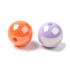 UVメッキレインボー虹色アクリルビーズ  ラウンド  ミックスカラー  12mm  穴：2.2mm&nbsp;PACR-K003-04