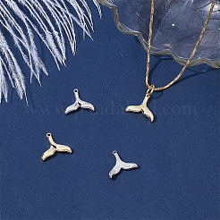 真鍮製フィッシュテール型チャーム 12色 2個  プラチナ·ゴールデン  12x13x2mm  穴：1mm  6個/カラー&nbsp;KK-WR0001-68