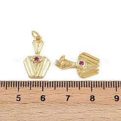 真鍮製マイクロパヴェキュービックジルコニアペンダント  花瓶のチャーム  丸カン付き  ラックめっき  長持ちメッキ  鉛フリー＆カドミウムフリー  18KGP本金メッキ  18.5x11x3.5mm  穴：3mm&nbsp;KK-A269-36G
