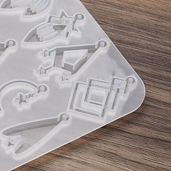ペンダントシリコンモールド  イヤリング型  ジェッソ樹脂鋳造金型  混合図形  ホワイト  99x90x4mm&nbsp;X1-AJEW-S041-03C