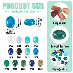 26Pcs 13 Styles Synthetic Blue Lace Agate & Black Stone & Natural White Jade & Amazonite & Unakite Cabochons&nbsp;G-TA0003-28B