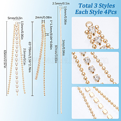 12Pcs 3 Styles Brass Tassel Pendants Sets&nbsp;KK-SC0005-08