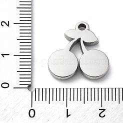 304ステンレスペンダント  チェリーチャーム  変色防止  ステンレス鋼色  18x17.5x3mm  穴：1.8mm&nbsp;STAS-S163-27P