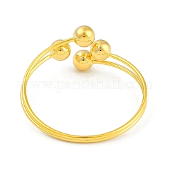女性用ラウンド真鍮オープンカフトルクバングル  22KGP本金メッキ  内径：2-3/8インチ（6cm）&nbsp;BJEW-Z074-03G
