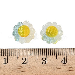 半透明の樹脂ビーズ  ホログラフィックビーズ  ヒマワリ  エナメル  ツートン  ブルー  12x6mm  穴：2mm&nbsp;RESI-D312-04A