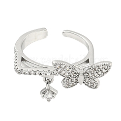 Brass Micro Pave Cubic Zirconia Cuff Rings&nbsp;RJEW-I103-091P