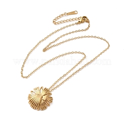Ion Plating(IP) 304 Stainless Steel Cable Chain Flower Pendant Necklaces for Women&nbsp;NJEW-Z049-03G