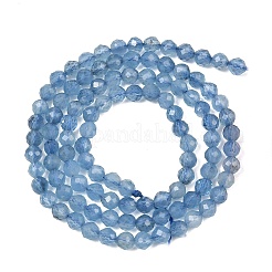 ナチュラル デビル ブルー アクアマリン ビーズ 連売り  多面カット  ラウンド  3.5mm  穴：0.6mm  約104個/連  15.20''（38.6センチメートル）&nbsp;GG-CBAF158-D01-09