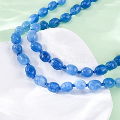 Natural Dyed Malaysia Jade Tumble Stone Nuggets Beaded Long Necklaces for Women&nbsp;NJEW-F340-A06
