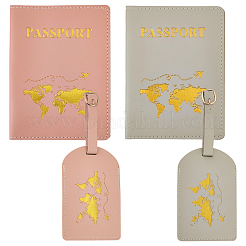 2Pcs PU Leather Luggage Tag & 2Pcs Passport Cover Sets&nbsp;FIND-CL0001-14A