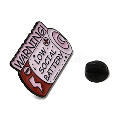 エナメルピン  バックパック用合金ラペルピンバック  ブラック  バッテリー  21x31mm&nbsp;X-JEWB-L026-01EB-04