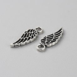 合金のチベット風チャーム  翼のチャーム  アンティークシルバー  18x6.5x1.5mm  穴：2.2mm&nbsp;TIBEP-WH0003-10AS