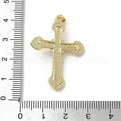 真鍮パヴェシェルペンダント  腹筋模造真珠付き宗教十字架チャーム  18KGP本金メッキ  クロス  36x25x5mm  穴：3.5x4mm&nbsp;KK-I708-17A-G