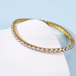 304 Stainless Steel with Clear Cubic Zirconia Link Chain Bracelets for Women&nbsp;BJEW-G754-02G