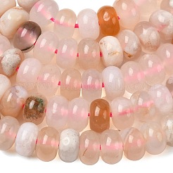 天然石桜色アゲート瑪瑙ビーズ連売り  ロンデル  8.5x5.5mm  穴：1mm  約73個/連  15.35''（39センチメートル）&nbsp;G-A280-A19-02