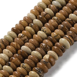 天然石ピクチャージャスパービーズ連売り  ソーサービーズ  ロンデル  6~6.5x3mm  穴：1mm  約118~119個/連  15.35''（39センチメートル）&nbsp;G-Z030-A18-01