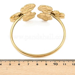 304ステンレススチール製マルチフラワーカフバングル（女性用）  ゴールドカラー  内径：2.32x2.09インチ（5.9x5.3cm）&nbsp;LS-BJEW-A154-02A-G