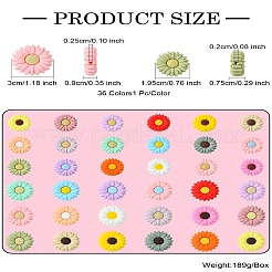 36 スタイルの食品グレードの環境に優しいシリコンビーズ 36 個  デイジー  ミックスカラー  19.5~30x7.5~9mm  穴：2~2.5mm  1個/スタイル&nbsp;SIL-CJ0001-67
