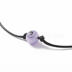 5Pcs 5 Color Lampwork Evil Eye Round Beaded Pendant Necklaces Set with Waxed Polyester Cord for Women&nbsp;NJEW-JN04024