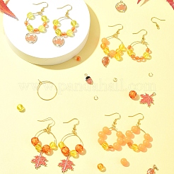 アクリルビーズ DIY イヤリング作成キット  季節をテーマにした合金エナメルチャーム  オレンジ  6~25x6.5~20mm  穴：1.4mm&nbsp;DIY-FS0006-67C