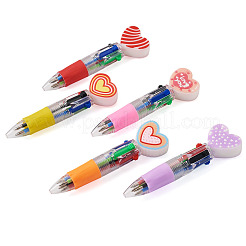 15Pcs 5 Colors Plastic Heart-Shaped Multi-Color Ballpoint Pen&nbsp;AJEW-TA0005-79
