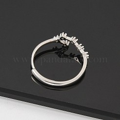星座ロジウムメッキ 925 スターリングシルバー マイクロパヴェ クリアキュービックジルコニア 調節可能な女性用リング  双子座  5.5mm  内径：16mm&nbsp;RJEW-P130-01P-B