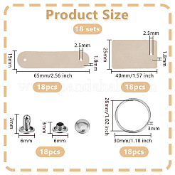 DIYレザーキーホルダー作りキット  バリーウッド  40~65x15~25x1.8mm  穴：2.5mm&nbsp;DIY-OC0013-50B