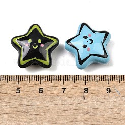 不透明なアクリルビーズ  笑顔で主演  エナメル  ミックスカラー  20.5x22x10.5mm  穴：2mm&nbsp;OACR-H058-14