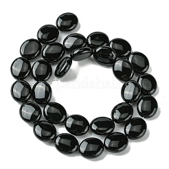 天然ブラックオニキス(染色&加熱)ビーズ連売り  フラットオーバル  13~14x12x5.5~6mm  穴：1.2mm  約29個/連  15.83''（40.2センチメートル）&nbsp;G-K365-B12-02