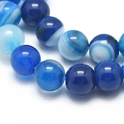 天然石縞瑪瑙/バンデットアゲートビーズ連売り  染め＆加熱  ラウンド  藤紫色  6mm  穴：1.2mm  約62個/連  36cm&nbsp;G-I254-03A-05