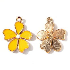 合金エナメルチャーム  花  ライトゴールド  きいろ  20x18x3mm  穴：1.4mm&nbsp;X-ENAM-R058-01E