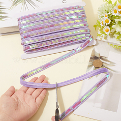 約16.7mのポリエステルリボン  プラスチックpailletteビーズと  洋服アクセサリー用  ライラック  1/2インチ（13.5mm）&nbsp;DIY-CY0001-68