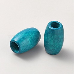 ウッドビーズ  大穴ビーズ  バレル  ディープスカイブルー  31x20mm  穴：10mm&nbsp;WOOD-WH0050-001B