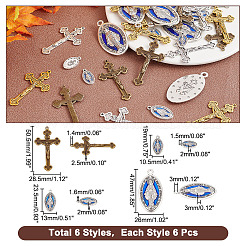 36Pcs 6 Style Zine Alloy Pendants and Enamel Pendants&nbsp;PALLOY-AR0001-29
