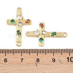 Brass Pave Colorful Cubic Zirconia Cross Links&nbsp;KK-G544-21G