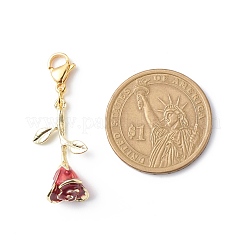 Alloy Enamel Rose Pendant Decorations&nbsp;HJEW-JM00760-01