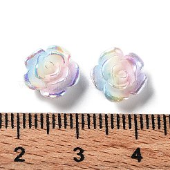 トリコロール不透明樹脂カボション  虹色の花  カラフル  10x10x4.5mm&nbsp;X-CRES-P029-C02