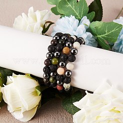 4Pcs 4 Style Natural Gemstone Round Beaded Stretch Bracelets Set&nbsp;BJEW-SZ0002-19