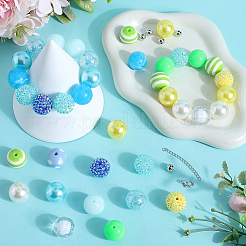 DIY ブレスレット ジュエリー作りキット  丸いプラスチック、アクリル、樹脂のラインストーンビーズを含む  ミックスカラー  8~53x0.45~20mm  穴：1.6~3mm.&nbsp;DIY-SC0026-10B